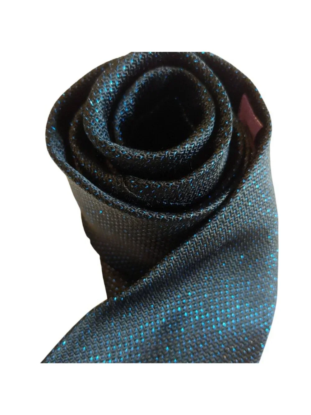 Burma Bibas Black Silk Blue Metallic Lurex Textured Woven Neck Tie Cocktail